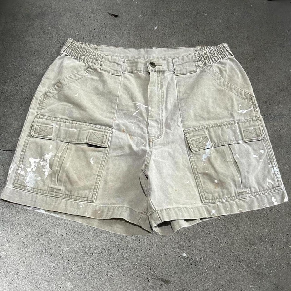 Men's vintage LL BEAN distressed hiking utility earth tone shorts Size 35